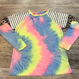 Tie dye cheeta print shirt